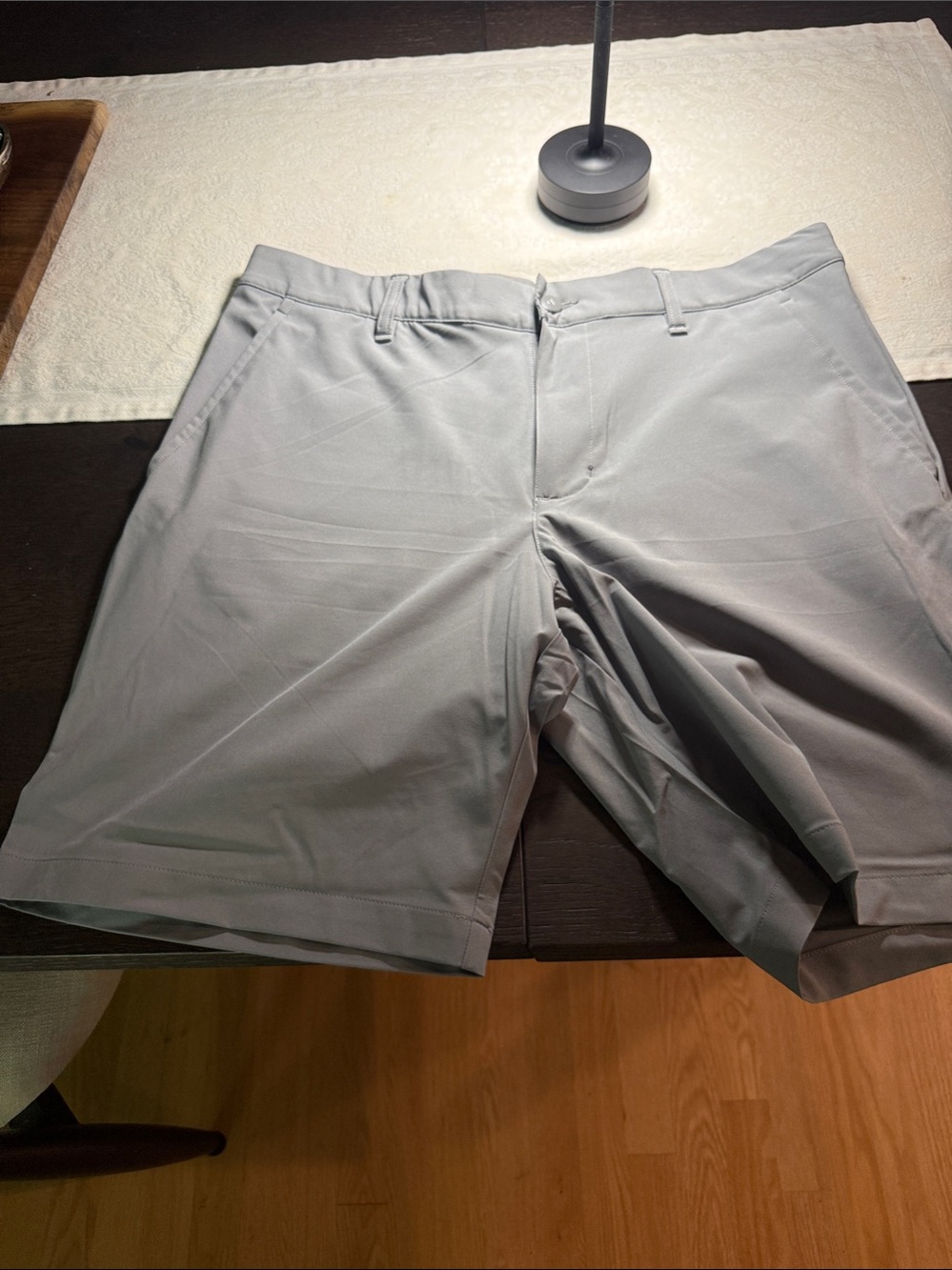 adidas Light Gray Performance Flat-Front Shorts